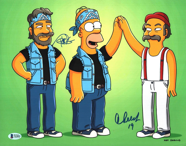 Cheech Marin Tommy Chong Signed Autograph 11x14 Photo The Simpsons Beckett COA