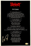 Corey Taylor Signed Slipknot Killpop 11x17 Song Lyrics Poster Photo Beckett COA
