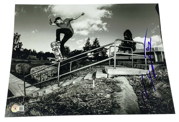 Nyjah Huston Signed Autographed 11x14 Photo Olympics Skateboarder Beckett COA
