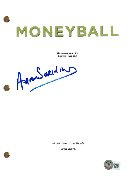 Aaron Sorkin Signed Autograph Moneyball Movie Script Full Screenplay Beckett COA