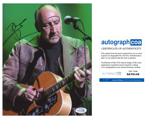 Pete Townshend Signed Autograph 8x10 Photo The Who Band Guitarist ACOA COA