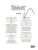 Corey Taylor Signed Autographed Slipknot Duality 8.5x11 Lyric Sheet Beckett COA