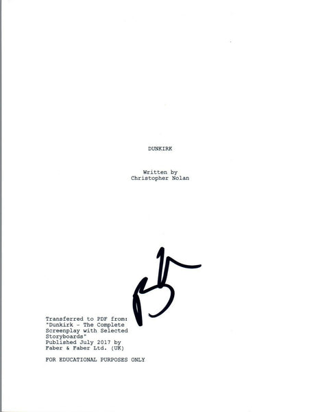 Barry Keoghan Signed Autographed DUNKIRK Full Movie Script COA