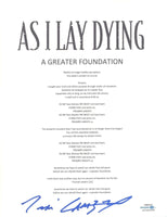 Tim Lambesis Signed As I Lay Dying A Greater Foundation Lyric Sheet ACOA COA