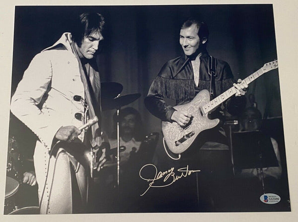James Burton Elvis Signed 11x14 Photo Elvis Presley TCB Guitarist Beckett COA