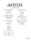 Ezra Koenig Signed Autographed Vampire Weekend Oxford Comma Lyric Sheet ACOA COA