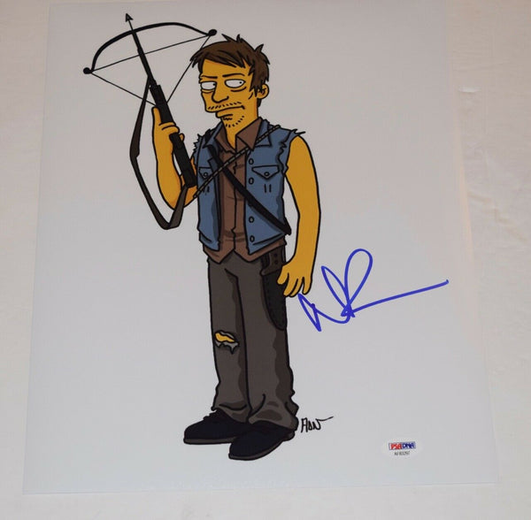 Norman Reedus Signed 11x14 Photo THE WALKING DEAD The Simpsons PSA/DNA COA