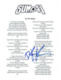 Deryck Whibley Signed Autographed IN TOO DEEP Song Lyric Sheet SUM 41 COA