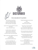 David Draiman Signed Disturbed The Sound of Silence Song Lyric Sheet ACOA COA