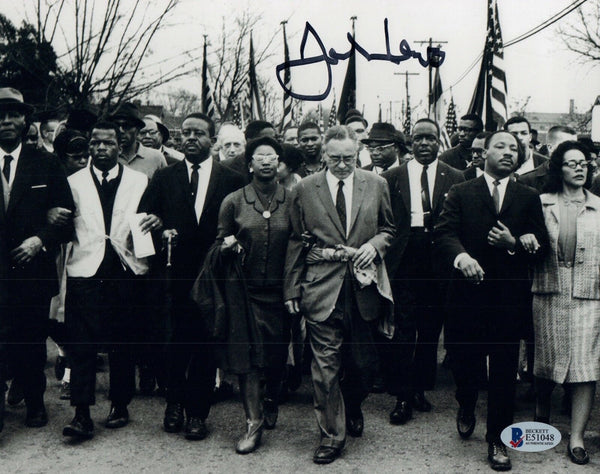 John Lewis Signed Autograph 8x10 Photo March on Washington with MLK Jr. BAS COA