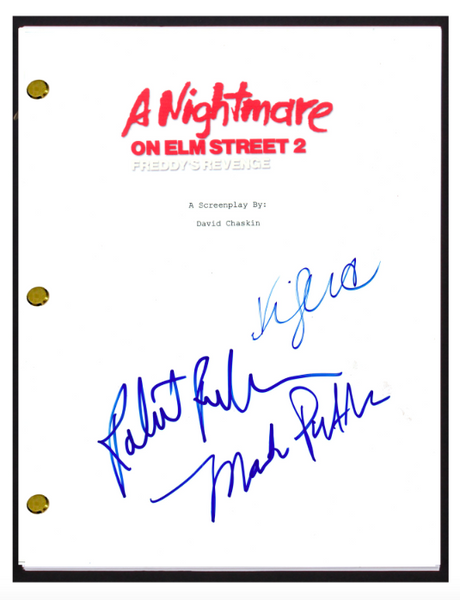 A Nightmare on Elm Street 2 Freddy's Revenge Cast Signed Movie Script x3 COA