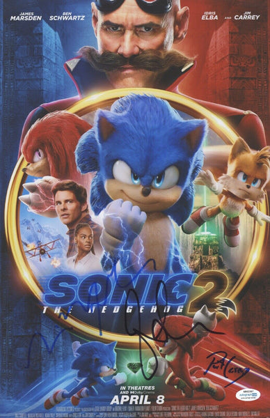 Sonic The Hedgehog 2 Cast Signed 11x17 Movie Poster Photo Idris Elba x3 ACOA COA