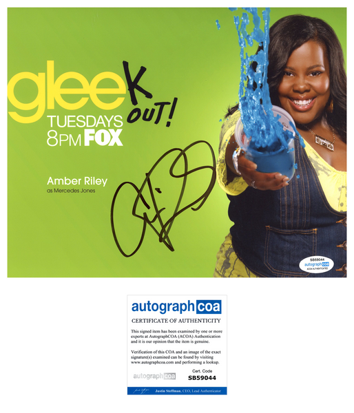 Amber Riley Signed Autograph 8x10 Photo Glee Actress Mercedes Jones ACOA COA