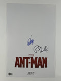 Paul Rudd & Evangeline Lilly Signed Ant-Man Movie Poster 12x18 Autograph BAS COA