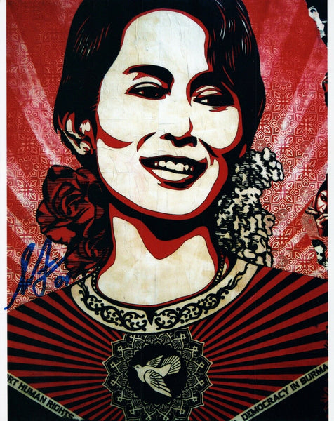 Shepard Fairey Signed Autographed 8x10 Photo OBEY Aung San Suu Kyi COA VD