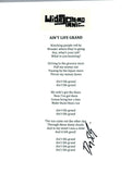 Domingo Sunny Ortiz Signed Widespread Panic AIN'T LIFE GRAND Lyric Sheet COA R