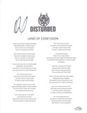 David Draiman Signed Autograph Disturbed Land of Confusion Lyric Sheet ACOA COA