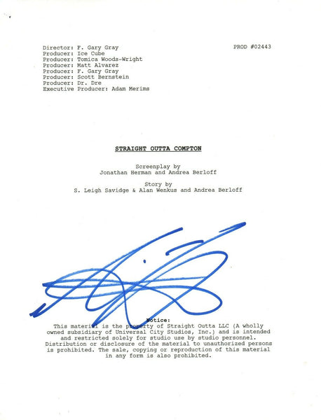 Aldis Hodge Signed Autographed STRAIGHT OUTTA COMPTON Movie Script MC Ren COA