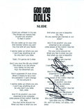 GOO GOO DOLLS Signed Autographed SLIDE Lyric Sheet John Rzeznik Robby Takac COA
