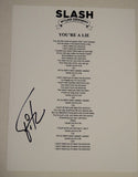Brent Fitz Signed Autograph Slash & The Conspirators You're A Lie Lyric Sheet