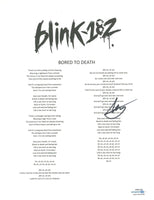 Matt Skiba Signed Autographed Blink 182 Bored To Death Song Lyric Sheet ACOA COA