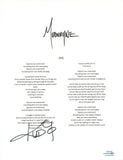 Chad Gray Kud Signed Autographed Mudvayne Dig Song Lyric Sheet ACOA COA