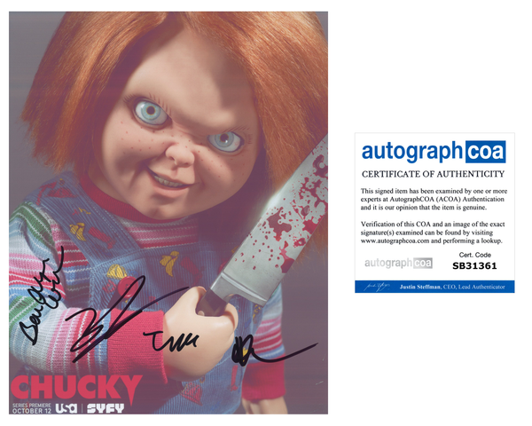Chucky Cast Signed 8x10 Photo Horror Syfy TV Series Zackary Arthur +3 ACOA COA