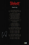 Corey Taylor Signed Autographed Slipknot Duality Lyric 11x17 Poster Beckett COA