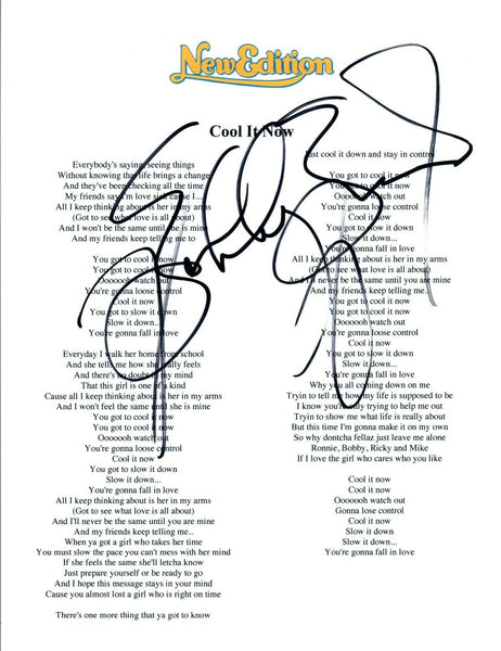 Bobby Brown Signed Autographed New Edition COOL IT NOW Song Lyric Sheet COA
