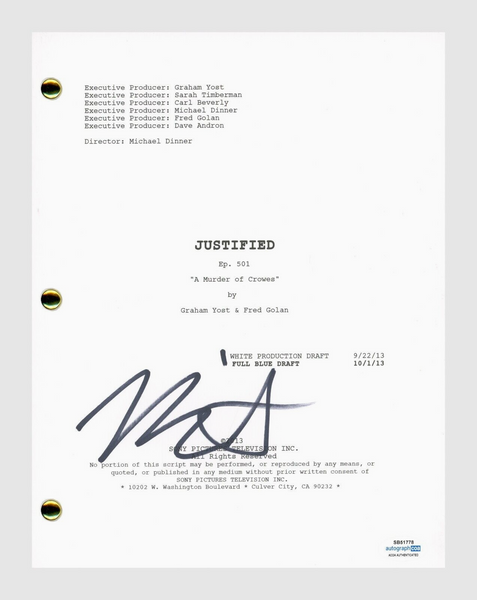 Michael Rapaport Signed Autographed Justified Ep501 Script Screenplay ACOA COA