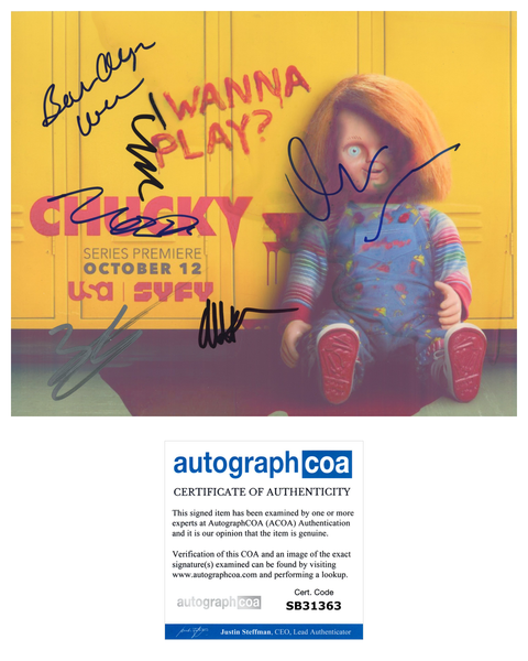 Chucky Cast Signed 8x10 Photo Horror Syfy TV Series Don Mancini +5 ACOA COA