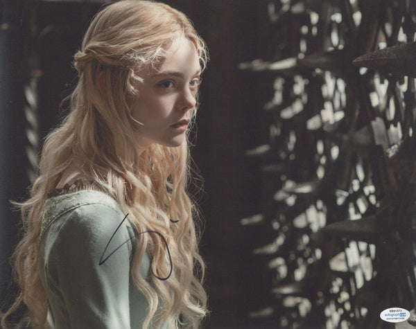 Elle Fanning Signed Autographed 11x14 Photo Maleficent Aurora Actress ACOA COA