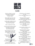 John Rzeznik Johnny Signed Autograph Goo Goo Dolls SLIDE Lyric Sheet Beckett COA