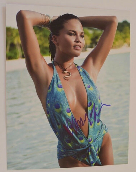 CHRISSY TEIGEN Signed Autographed 11x14 Photo SI Swimsuit Model Hot Sexy COA VD