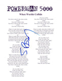 Spider One Signed Autographed Powerman 5000 When Worlds Collide Lyric Sheet COA