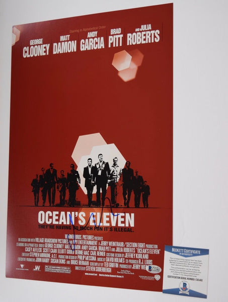 Matt Damon Signed Autographed 12x18 Poster Ocean's Eleven Beckett BAS COA