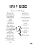 Duff McKagan Signed Guns N' Roses WELCOME TO THE JUNGLE Lyric Sheet PSA/DNA COA