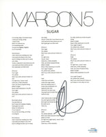 Adam Levine Signed Autographed Maroon 5 Sugar Song Lyric Sheet ACOA COA