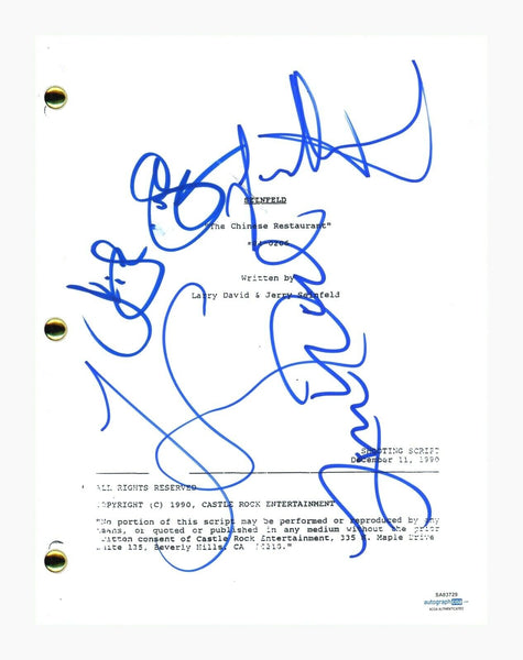 Seinfeld Cast Signed The Chinese Restaurant Script Jerry Larry David +2 ACOA COA