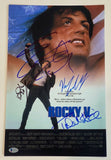 ROCKY V 5 Cast Signed 11x17 Poster Sylvester Stallone Shire Young x4 Beckett COA