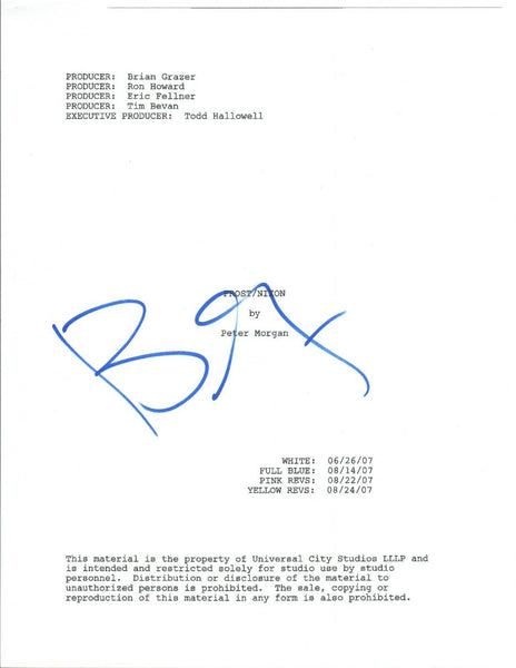 Brian Grazer Signed Autographed FROST/NIXON Movie Script Film Producer COA