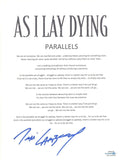 Tim Lambesis Signed Autograph As I Lay Dying Parallels Song Lyric Sheet ACOA COA