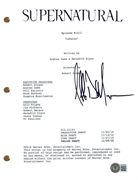 Jeffrey Dean Morgan Signed Supernatural Lebanon Episode Script Autograph BAS COA