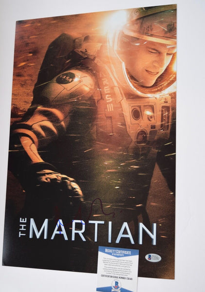 Matt Damon Signed Autographed 12x18 Poster The Martian Beckett BAS COA