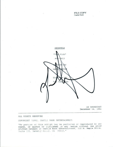 Jason Alexander Signed Autograph SEINFELD The Pick Episode Script COA