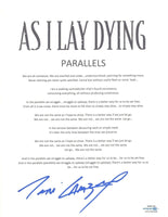 Tim Lambesis Signed Autograph As I Lay Dying Parallels Song Lyric Sheet ACOA COA