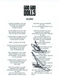 GOO GOO DOLLS Signed Autographed SLIDE Lyric Sheet John Rzeznik Robby Takac COA
