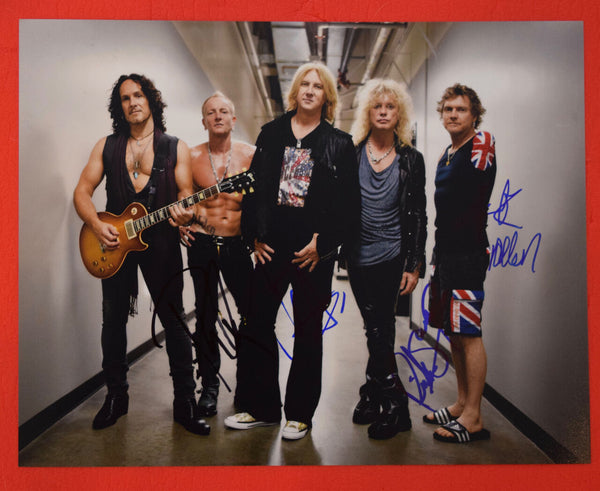 Def Leppard Signed Autographed 11x14 Photo Joe Elliott Rick Allen Savage Collen