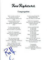 Rami Jaffee Signed Autographed Congregation Music Lyric Sheet Foo Fighters