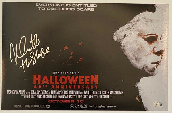 Nick Castle Signed Halloween 11x17 Movie Poster Photo Michael Myers Beckett COA